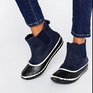 Sorel Blue Suede Out N About Chelsea Duck Boots Size 7.5